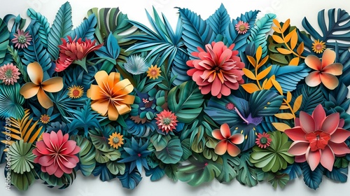 Bring the enchanting world of botany to life in a unique way Design an intricate die-cut image of a botanical garden with diverse plants and flowers intertwined Let the design photo