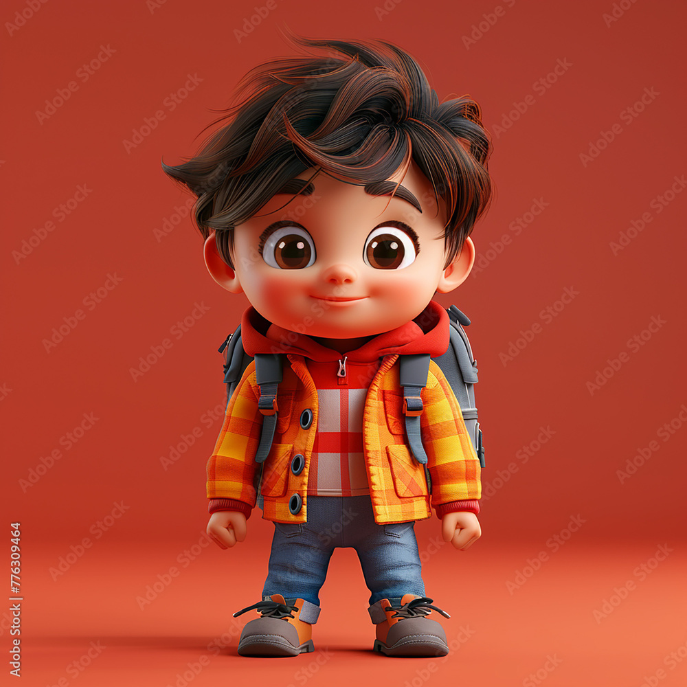 3d cartoon child on solid color background, generative ai 3d cartoon child on solid color background, generative ai