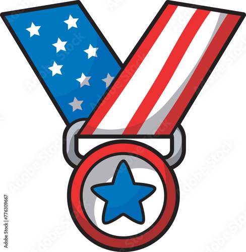 Memorial Day in the United States. American flags icon. The grave of military personnel.