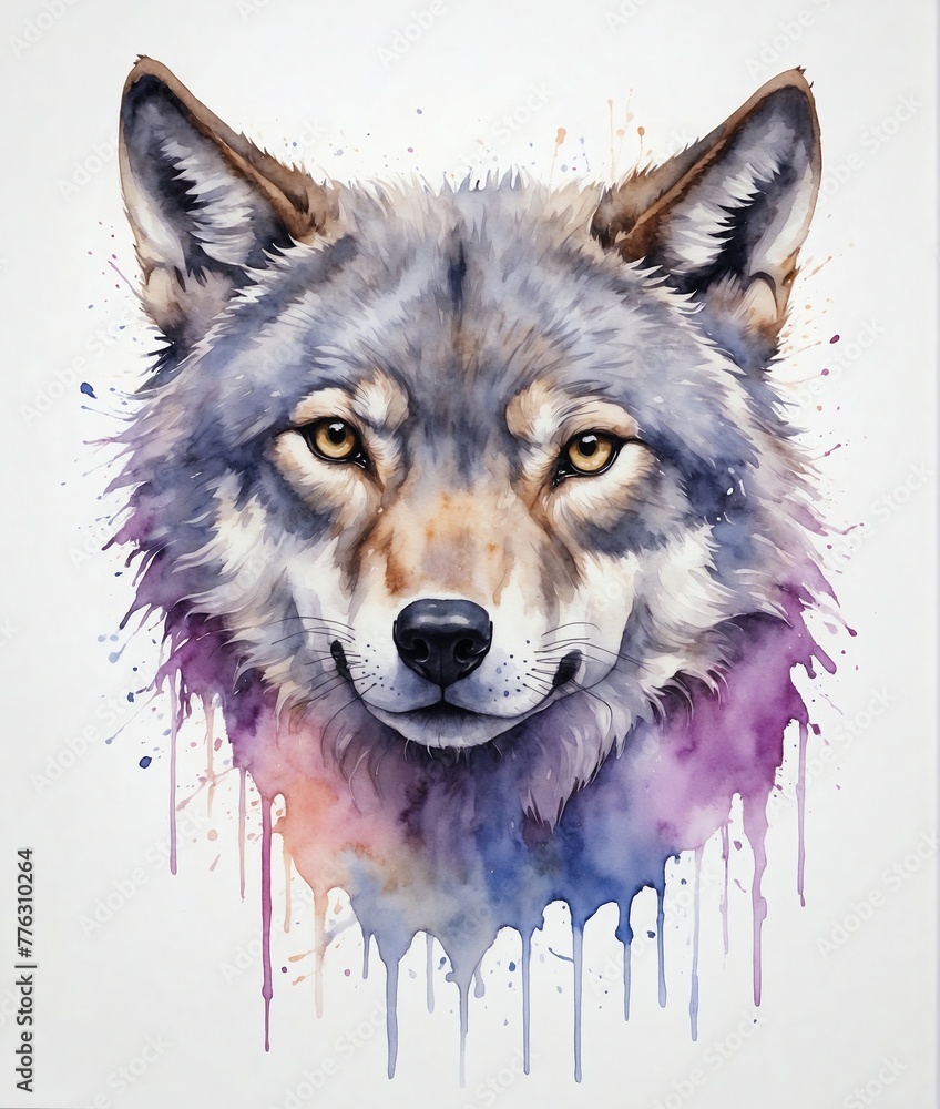 abstract watercolor painitng of wolf head abstract watercolor painitng of wolf head