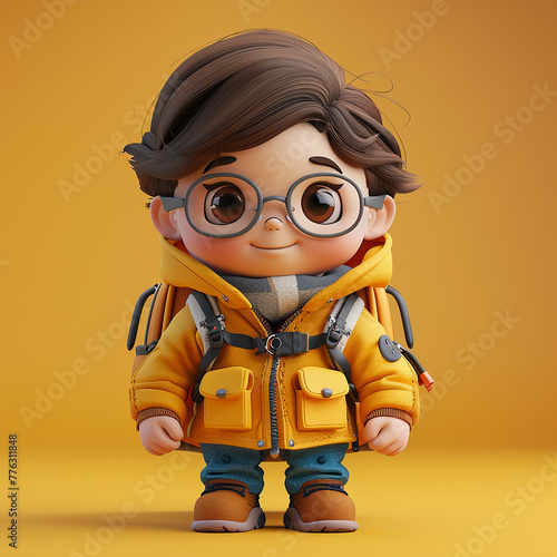3d cartoon child on solid color background, generative ai © robert