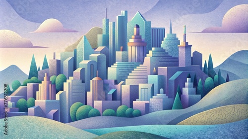 A paper cityscape with overlapping layers creating a topographical representation of a bustling urban landscape.