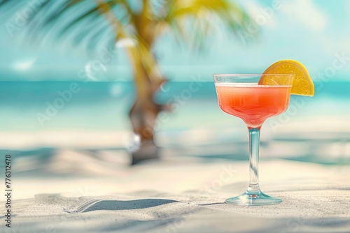 summer time, Realistic photo of cocktail with copy space - generative ai