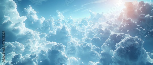 Sky light with sun and clouds on widescreen background #776313225