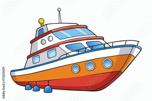 mini fishing yacht boat vector illustration