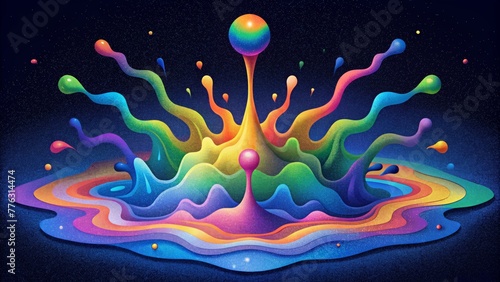 A psychedelic explosion of liquid colors spreading and merging across the spectrum in a psychedelic dance.