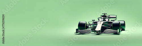 Formula One race car on a dynamic green background.
