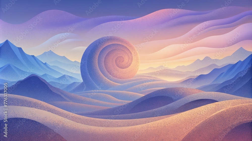 Soft gradients and gradients give these  swirls a serene and tranquil feel almost like a digital abstract landscape. - obrazy, fototapety, plakaty 