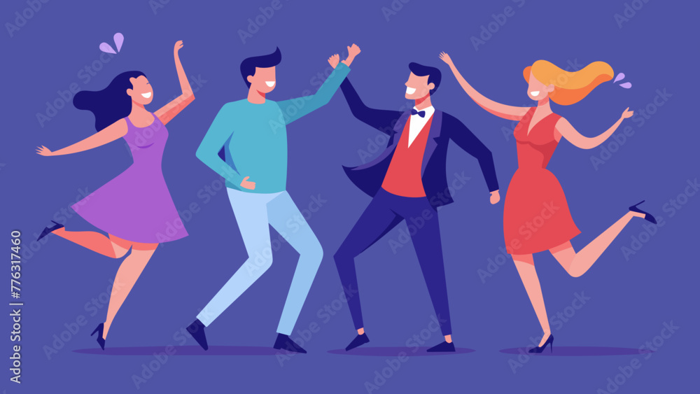 Men and women dance vector illustration