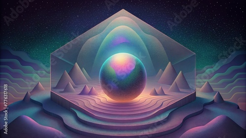A trippy mindbending display of holographic haze inviting you to lose yourself in its iridescent depths.