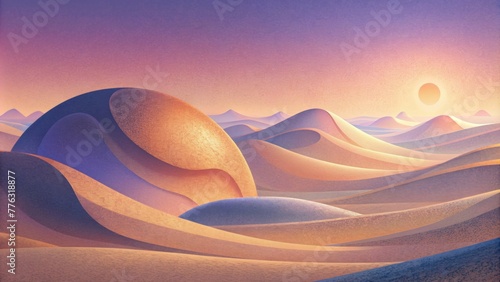The soft billowy shapes of digital dunes evoke a sense of peace and tranquility inviting one to lose themselves in their abstract beauty.