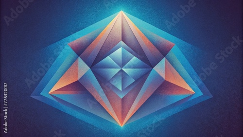 A symmetrical repeating pattern of polarized triangles each one appearing to change color and shape as the light shifts.