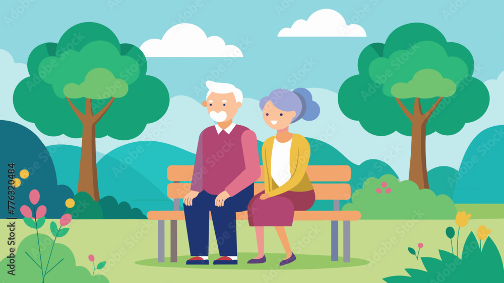 sitting on a park grandparents sitting on a park grandparents