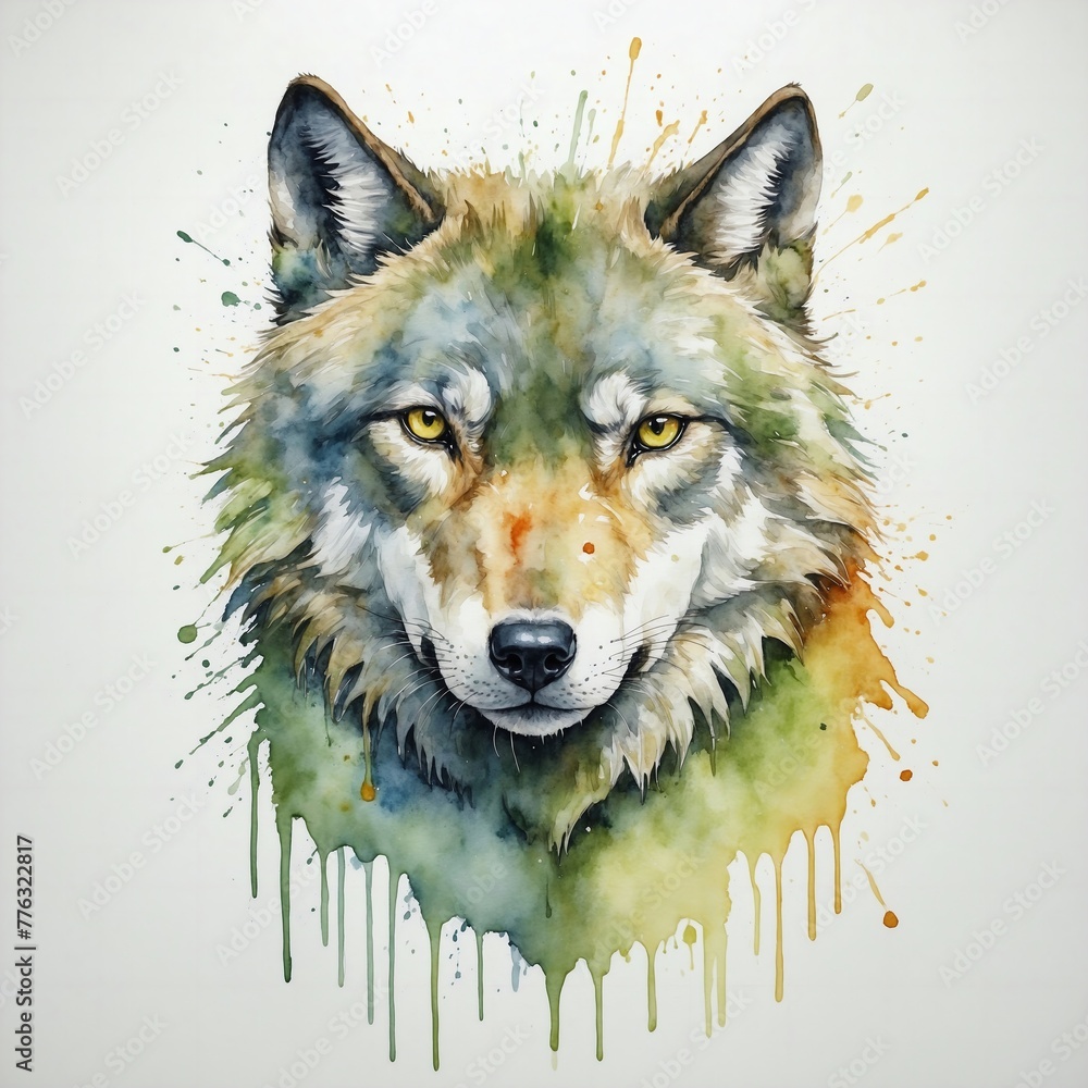 abstract watercolor painitng of wolf head abstract watercolor painitng of wolf head