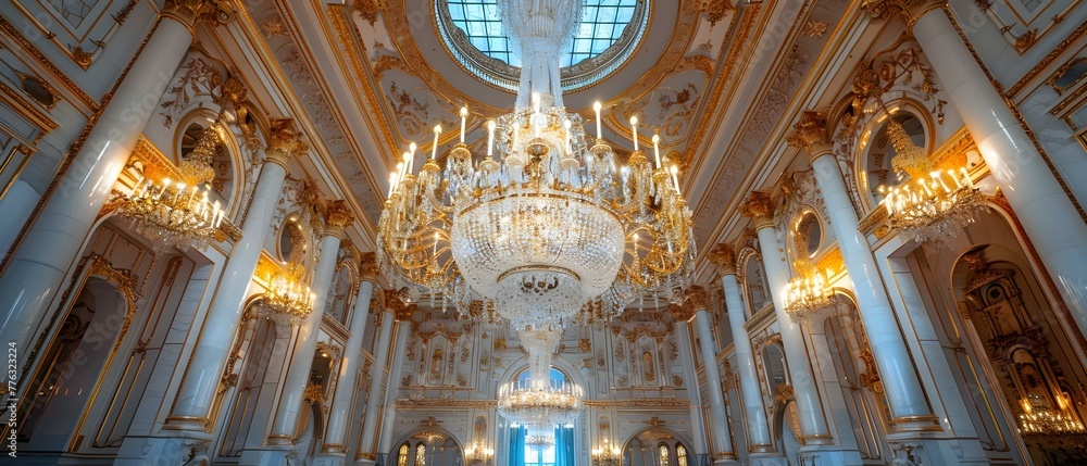 Baccarat chandelier in Dolmabahce Palace Turkey a symbol of luxury and opulence. Concept Luxury Lighting, Baccarat Chandelier, Dolmabahce Palace, Opulent Decor, Turkey Travel