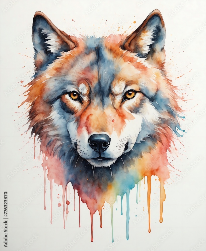 abstract watercolor painitng of wolf head abstract watercolor painitng of wolf head