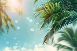 Summer time background palm tree design and copy space - generative ai