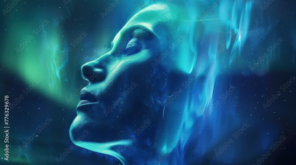 Mystical Human Face shines on the Sky in High Fashion Mystical Human Face shines on the Sky in High Fashion