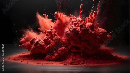 A captivating image capturing a vibrant, red smoke explosion against a dark backdrop, suggesting power and mystery