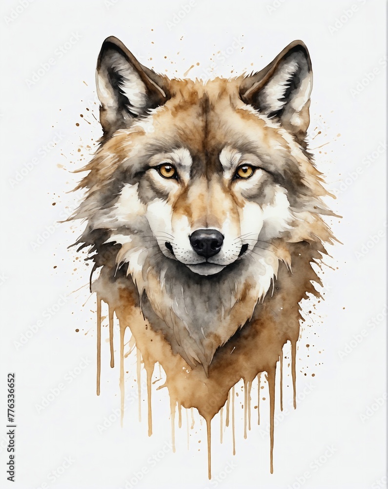abstract watercolor painitng of wolf head abstract watercolor painitng of wolf head