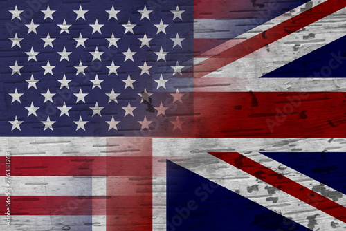  UK and USA working together with country flags photo