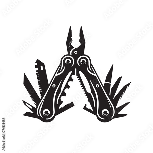Vintage Tool Silhouette, Classic Black and White Toolscape, Black and White Toolscape, versatile multitool silhouettes, versatile multitool silhouettes PNG	