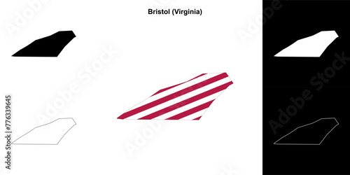 City of Bristol (Virginia) outline map set photo