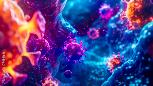 Abstract viruses in human body simulation © edojob