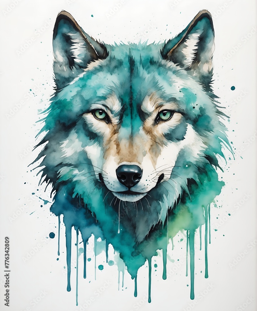 abstract watercolor painitng of wolf head abstract watercolor painitng of wolf head