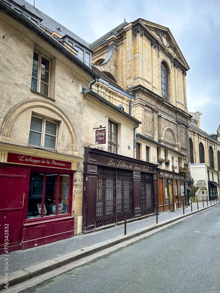 Paris, France - 20.02.2024. Rue Saint-Roch street view in Paris, France ...