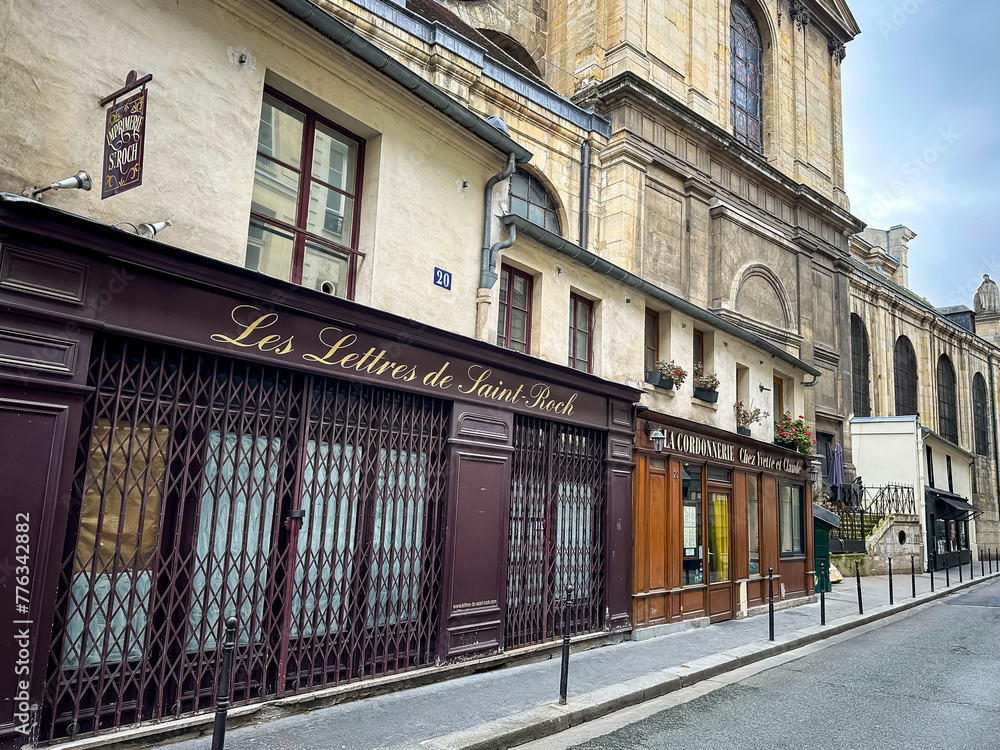 Paris, France - 20.02.2024. Rue Saint-Roch street view in Paris, France ...