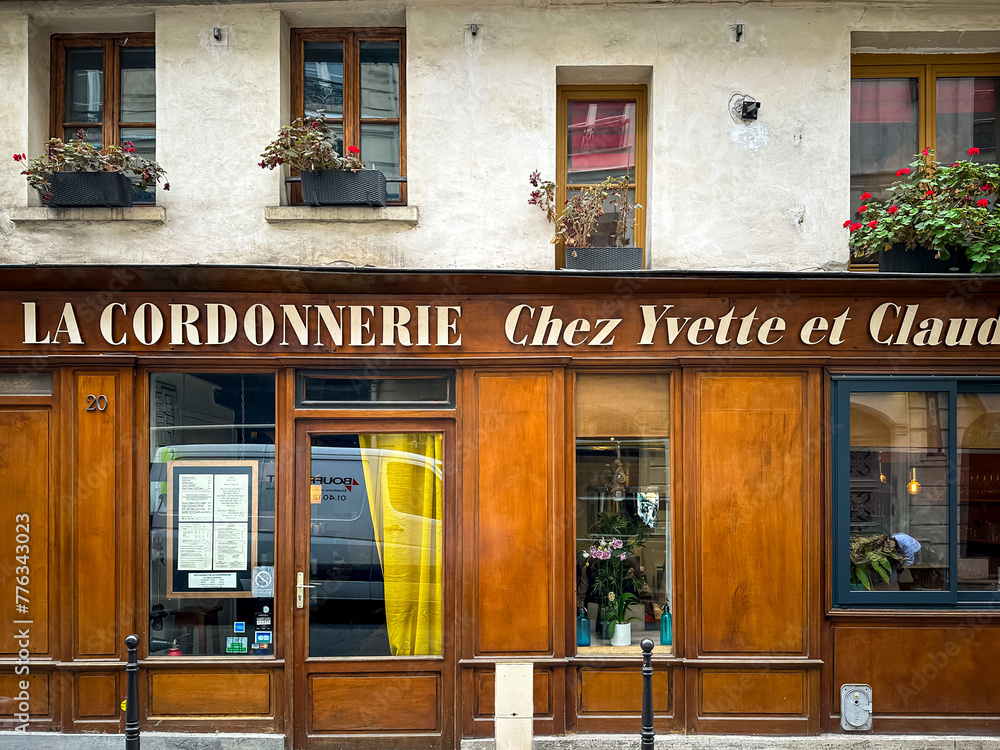 Paris, France - 20.02.2024. Rue Saint-Roch street view in Paris, France ...