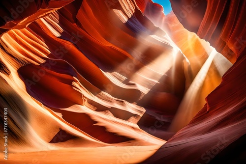 Sunbeam illuminating the majestic Antelope Canyon