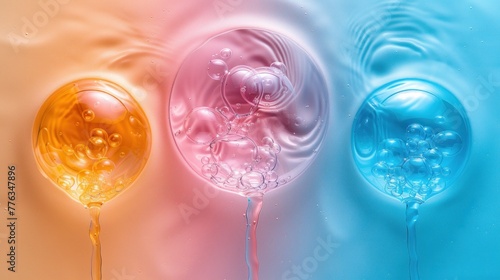 "Vibrant Symphony of Bubbles in Colorful Liquid"