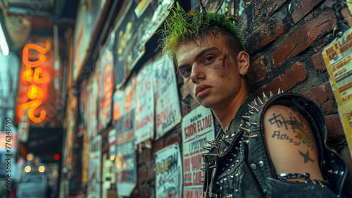 Young punk man in urban setting.