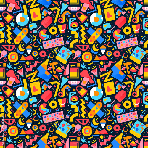 Colorful Background With Various Items