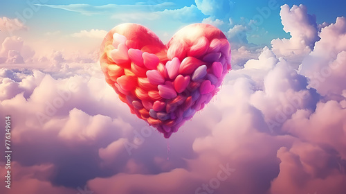 beautiful colorful valentine day heart in the clouds as abstract background