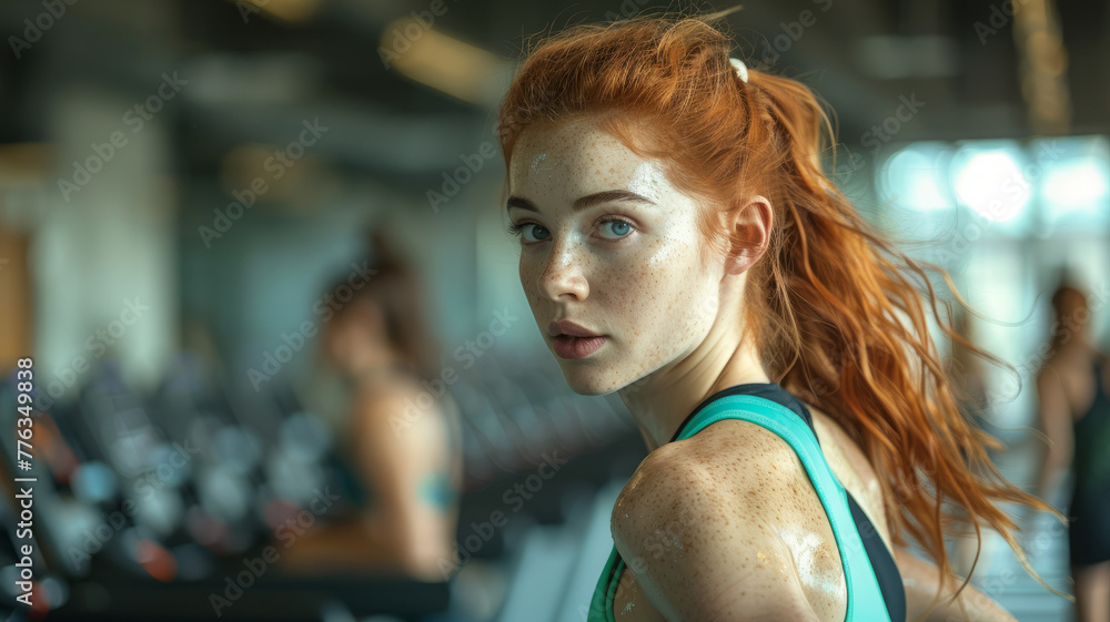 Young redhead woman in the gym Young redhead woman in the gym