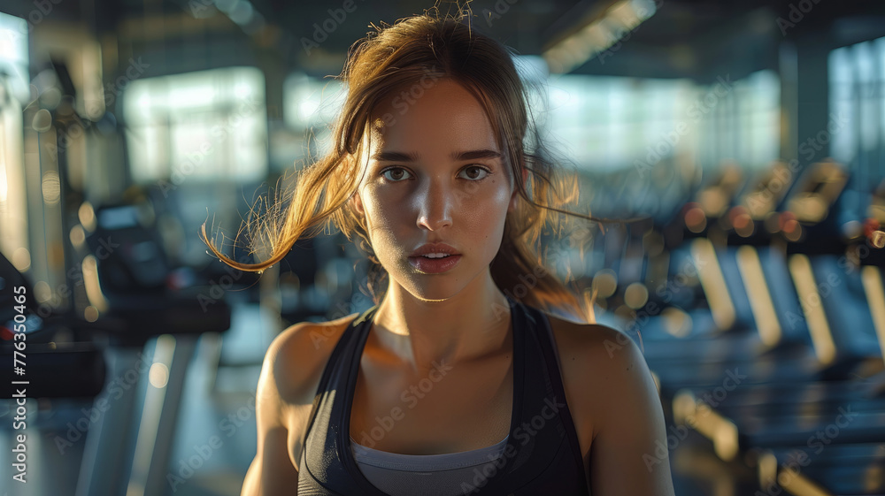 Young woman in a gym setting Young woman in a gym setting