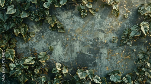 Old concrete wall with gree...