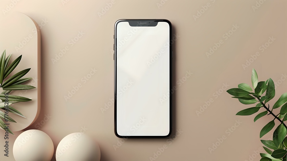 smartphone mockup with blank white screen in realistic, clay, flat ...