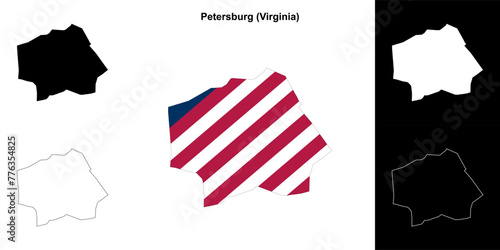 City of Petersburg (Virginia) outline map set photo