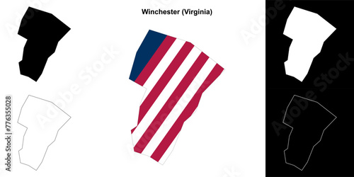 City of Winchester (Virginia) outline map set photo