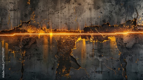 Old concrete wall with gold...