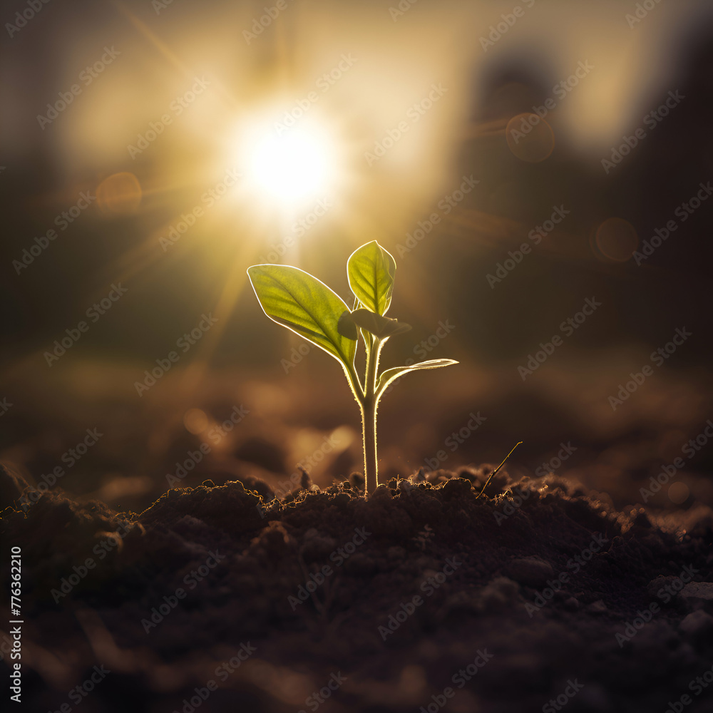 Green seedling illustrating concept of new life and eco friendly development Green seedling illustrating concept of new life and eco friendly development