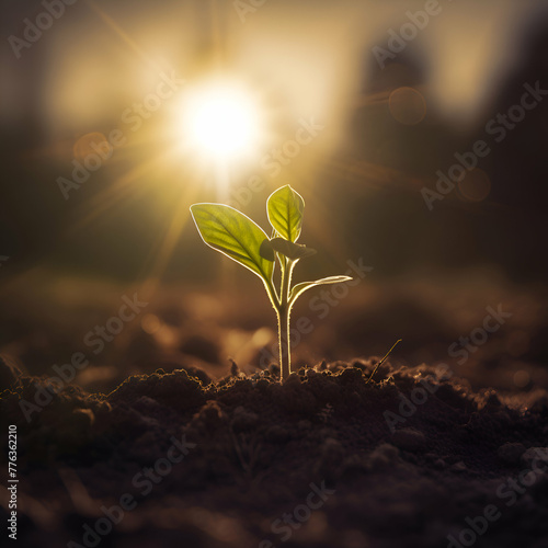 Green seedling illustrating concept of new life and eco friendly development