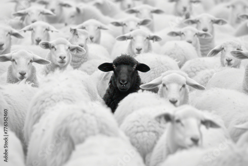The black sheep in the herd white sheeps