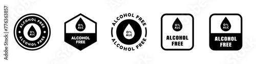 Alcohol Free. Vector labels for antiseptic or bottle with drink.