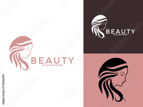 Woman Face Beautiful logo design vector illustration. creative abstract concept Beauty logo design template