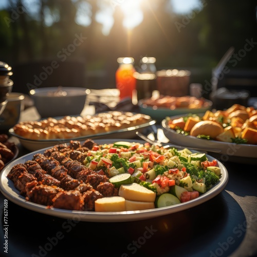 delicious bbq spread on a sunny afternoon UHD Wallpaper